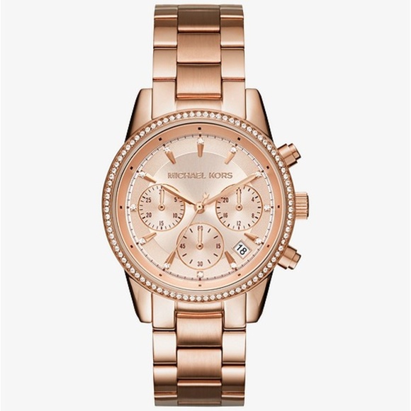 Michael Kors Ritz Rose Gold-Tone Watch - Picture 1 of 4